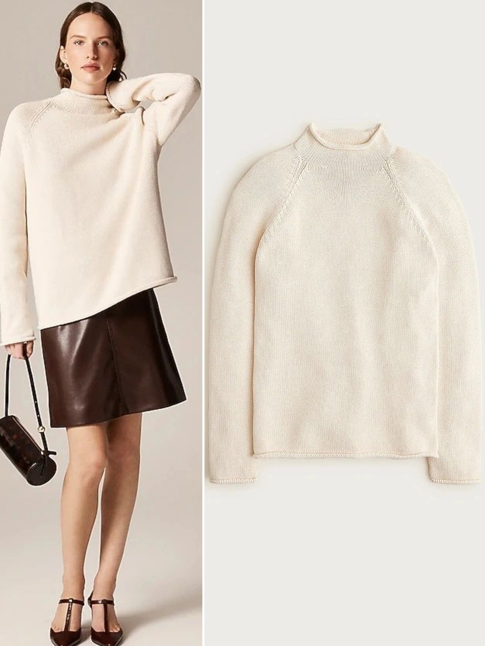 New! J. Crew 1988 Rollneck Sweater in Cotton Mountain White Unisex M